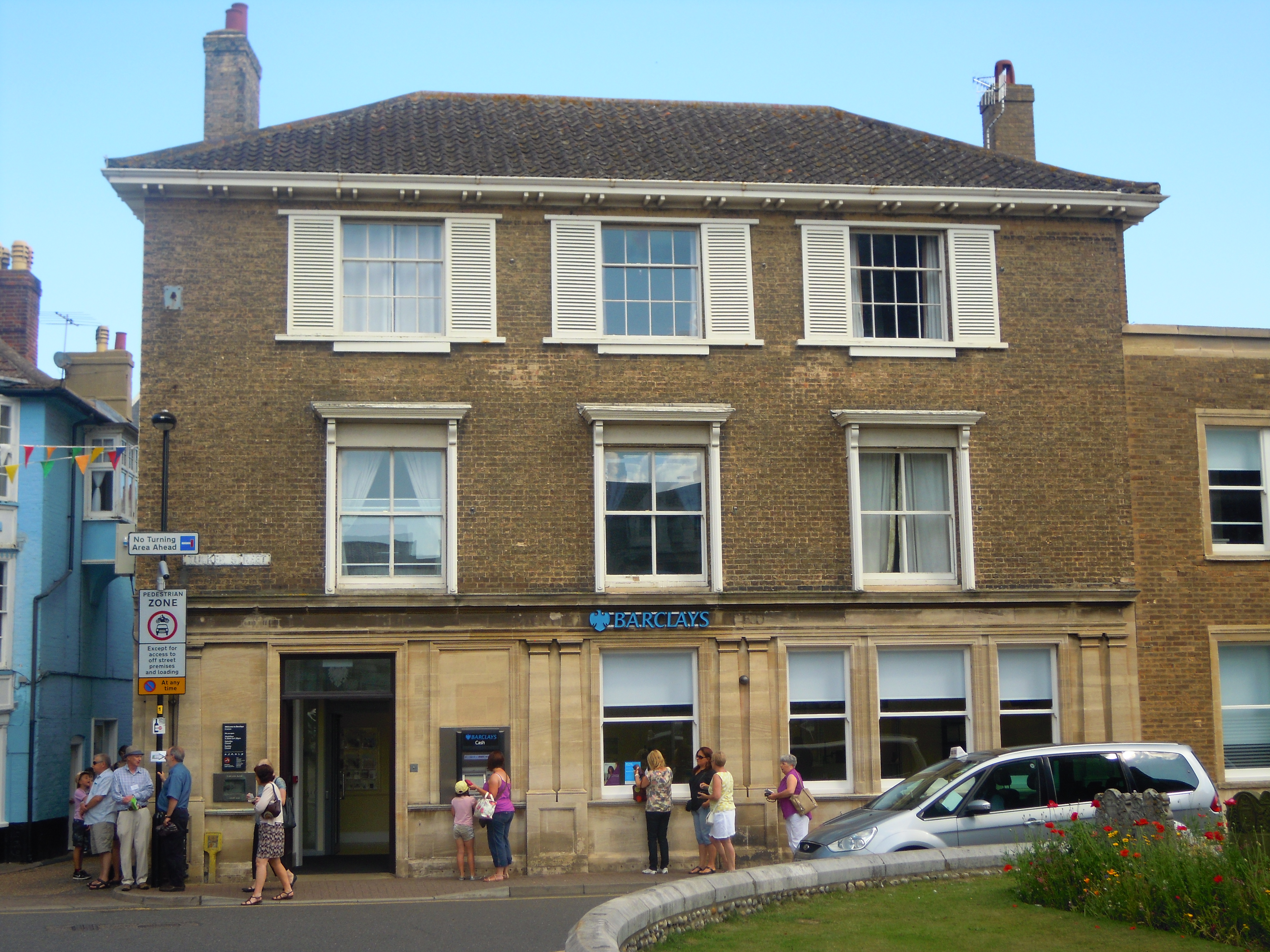 Exterior of a large bank building